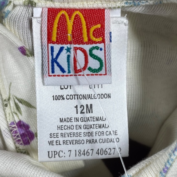 NEW Vintage McDonalds McKids Jumper Dress Set Girls 12 Months purple blue floral - Picture 5 of 12